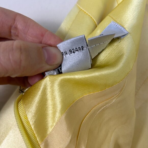 Vintage 100% silk Kay Unger Skirt Women 8 Yellow maxi lined high waisted pleated - Picture 7 of 11